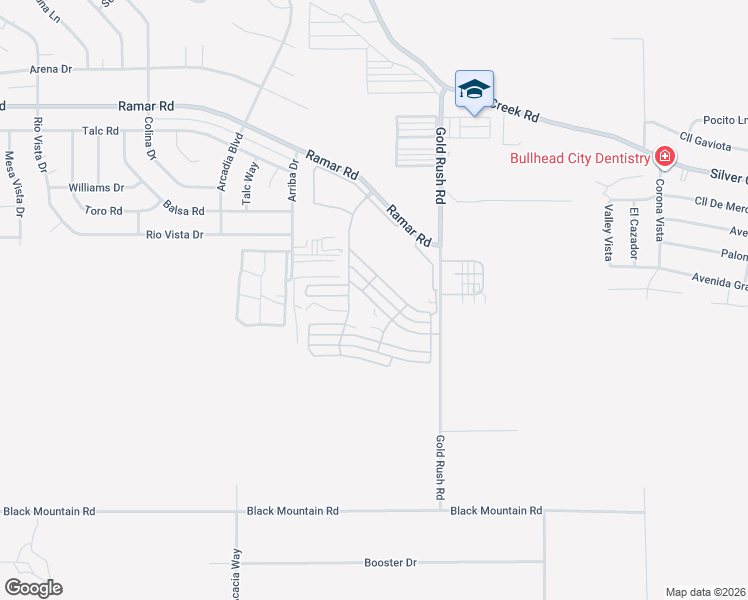 map of restaurants, bars, coffee shops, grocery stores, and more near 180-182 Casablanca Drive in Bullhead City