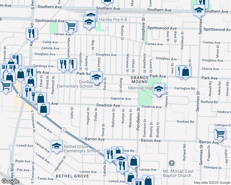 map of restaurants, bars, coffee shops, grocery stores, and more near 2679 Select Avenue in Memphis