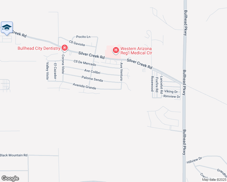 map of restaurants, bars, coffee shops, grocery stores, and more near 2774 Avenida Grande in Bullhead City