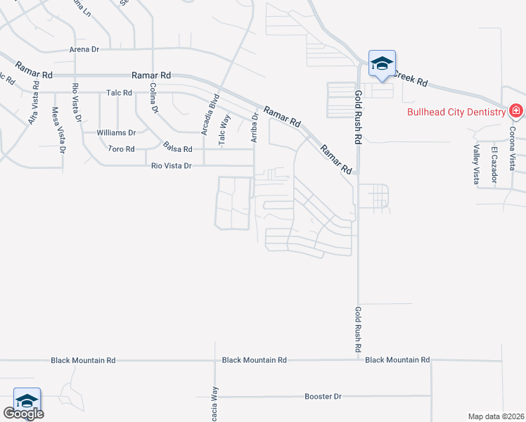 map of restaurants, bars, coffee shops, grocery stores, and more near 130 Singapore Circle in Bullhead City