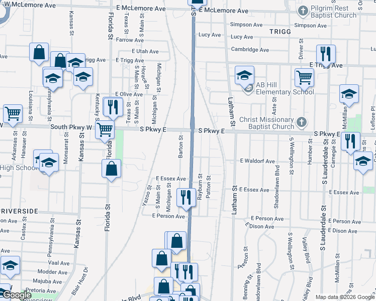 map of restaurants, bars, coffee shops, grocery stores, and more near 1509 South 3rd Street in Memphis