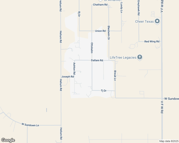 map of restaurants, bars, coffee shops, grocery stores, and more near 9810 Ottobahn in Amarillo