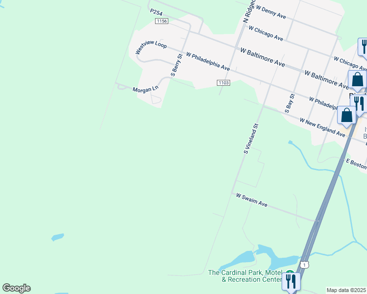map of restaurants, bars, coffee shops, grocery stores, and more near North Ridgecrest Street in Moore County
