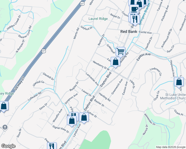 map of restaurants, bars, coffee shops, grocery stores, and more near 209 Lancaster Avenue in Chattanooga