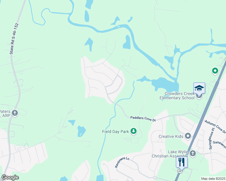 map of restaurants, bars, coffee shops, grocery stores, and more near 1223 Fishing Creek Road in Clover