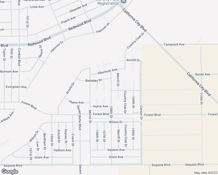 map of restaurants, bars, coffee shops, grocery stores, and more near 108th Street in California City