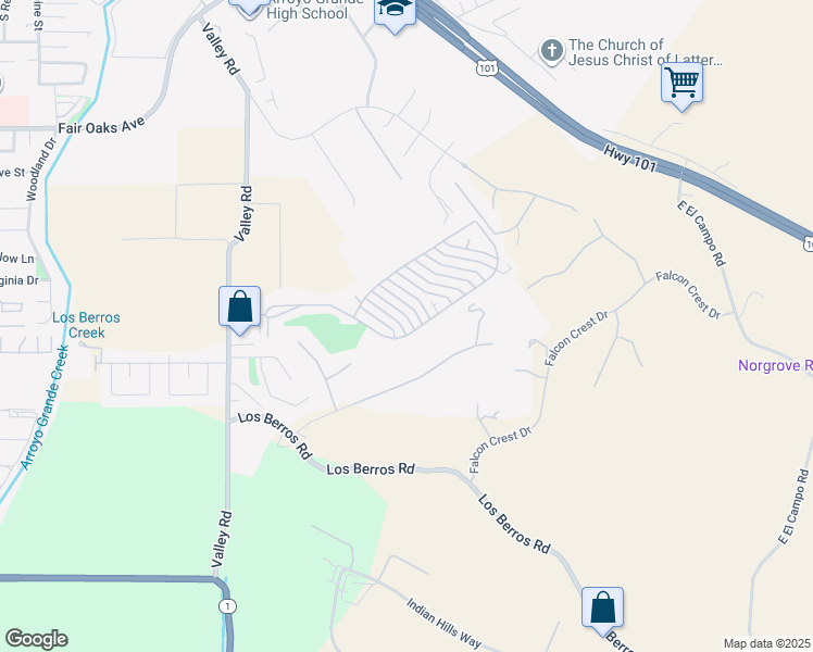 map of restaurants, bars, coffee shops, grocery stores, and more near 313 Sunrise Terrace in Arroyo Grande