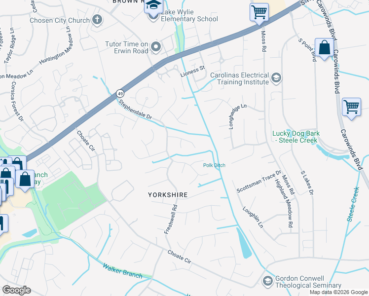 map of restaurants, bars, coffee shops, grocery stores, and more near in Charlotte
