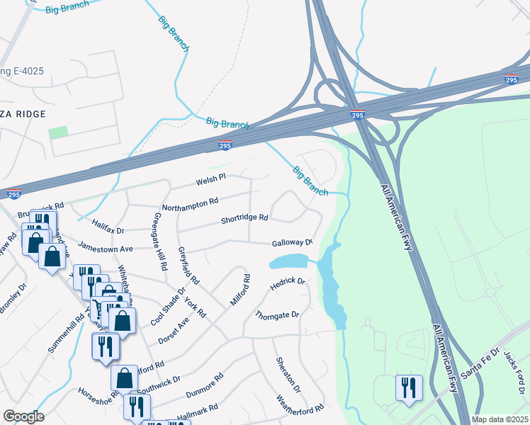map of restaurants, bars, coffee shops, grocery stores, and more near 790 Galloway Drive in Fayetteville