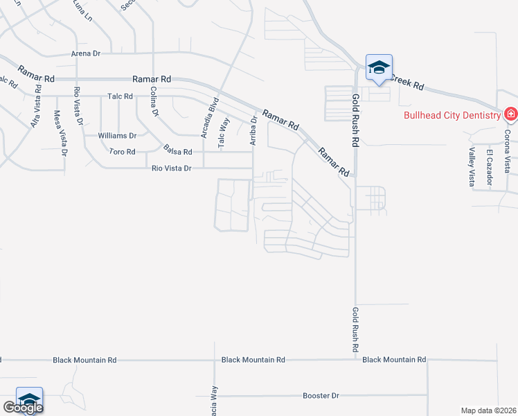 map of restaurants, bars, coffee shops, grocery stores, and more near 130 Singapore Circle in Bullhead City