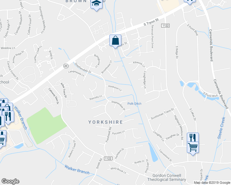 map of restaurants, bars, coffee shops, grocery stores, and more near in Charlotte