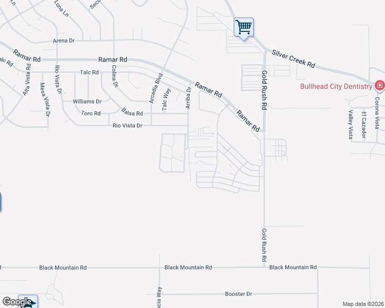 map of restaurants, bars, coffee shops, grocery stores, and more near 130 Singapore Circle in Bullhead City