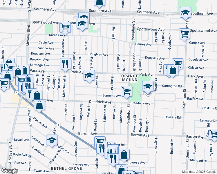 map of restaurants, bars, coffee shops, grocery stores, and more near 2679 Select Avenue in Memphis