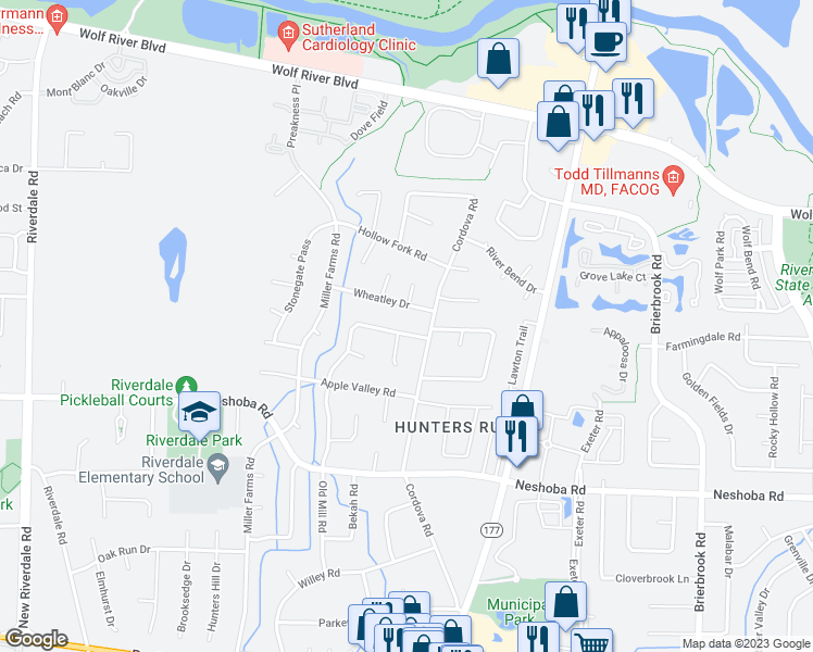 map of restaurants, bars, coffee shops, grocery stores, and more near 7620 Blackberry Farm Road in Germantown