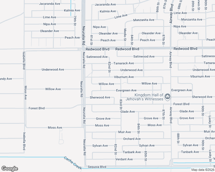 map of restaurants, bars, coffee shops, grocery stores, and more near 8200 Willow Avenue in California City