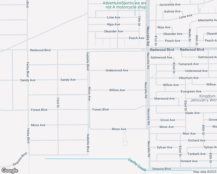 map of restaurants, bars, coffee shops, grocery stores, and more near Willow Avenue in California City