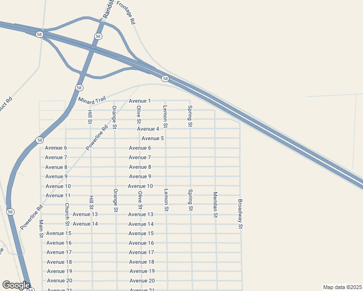 map of restaurants, bars, coffee shops, grocery stores, and more near Avenue 6 in Kern County