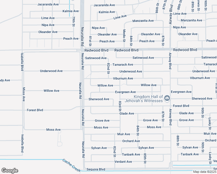 map of restaurants, bars, coffee shops, grocery stores, and more near 8200 Willow Avenue in California City