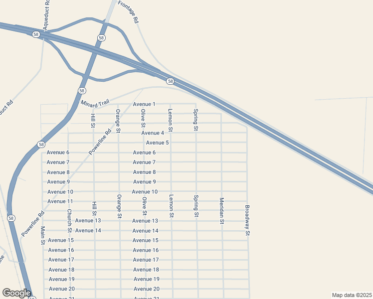 map of restaurants, bars, coffee shops, grocery stores, and more near Avenue 6 in Kern County