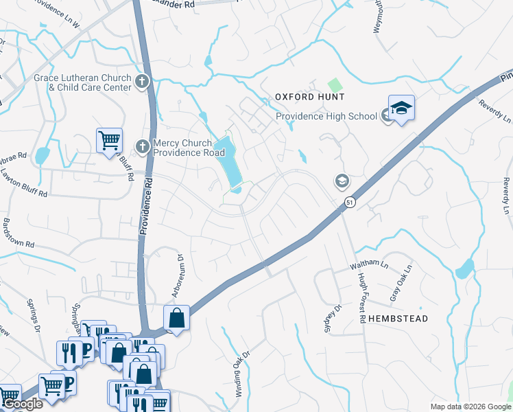 map of restaurants, bars, coffee shops, grocery stores, and more near Beverly Crest Boulevard in Charlotte
