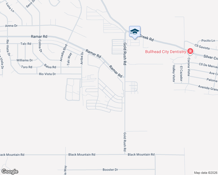 map of restaurants, bars, coffee shops, grocery stores, and more near 618 Tangier Cir in Bullhead City