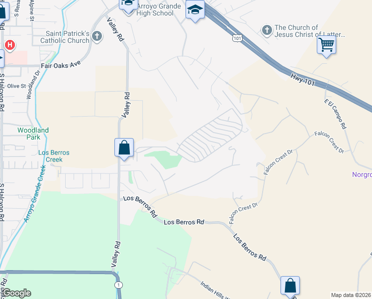 map of restaurants, bars, coffee shops, grocery stores, and more near 812 Arcadia Drive in Arroyo Grande