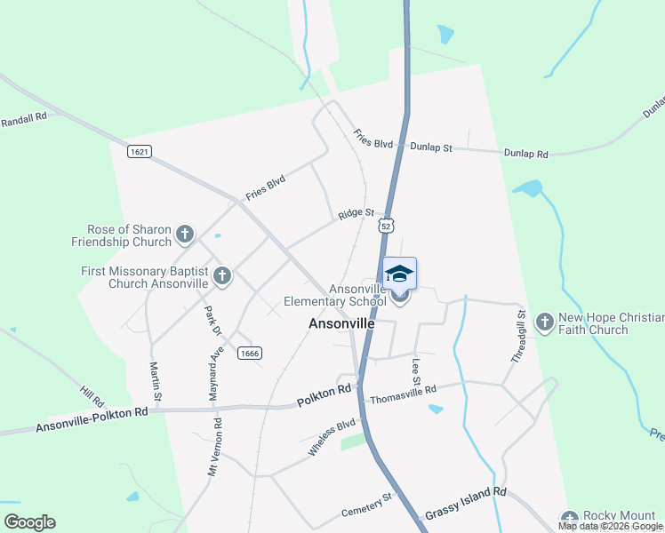 map of restaurants, bars, coffee shops, grocery stores, and more near 330 Plank Road in Wadesboro