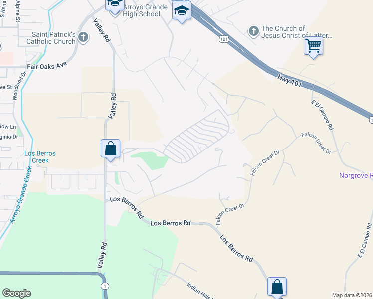 map of restaurants, bars, coffee shops, grocery stores, and more near 816 Eaton Drive in Arroyo Grande