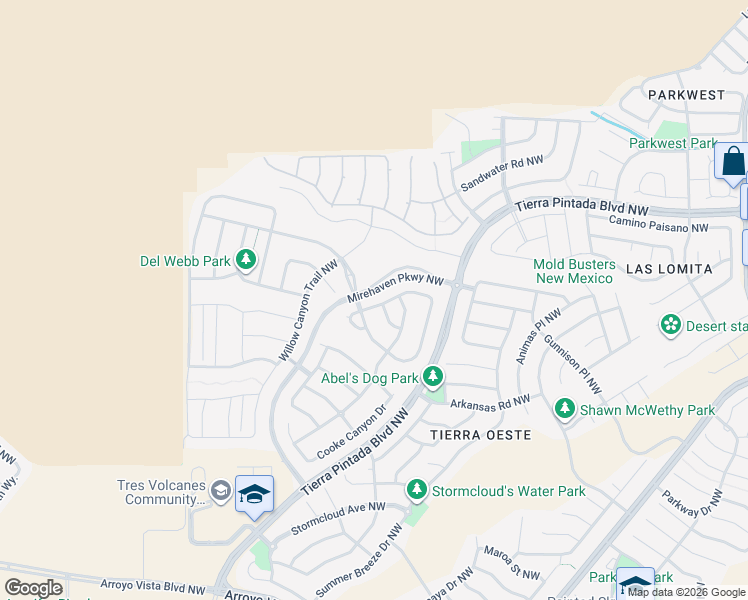 map of restaurants, bars, coffee shops, grocery stores, and more near 9100 Del Webb Lane Northwest in Albuquerque