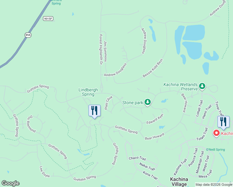 map of restaurants, bars, coffee shops, grocery stores, and more near 6309 Griffiths Spring in Flagstaff