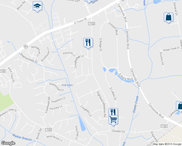 map of restaurants, bars, coffee shops, grocery stores, and more near 13605 Red Wine Court in Charlotte