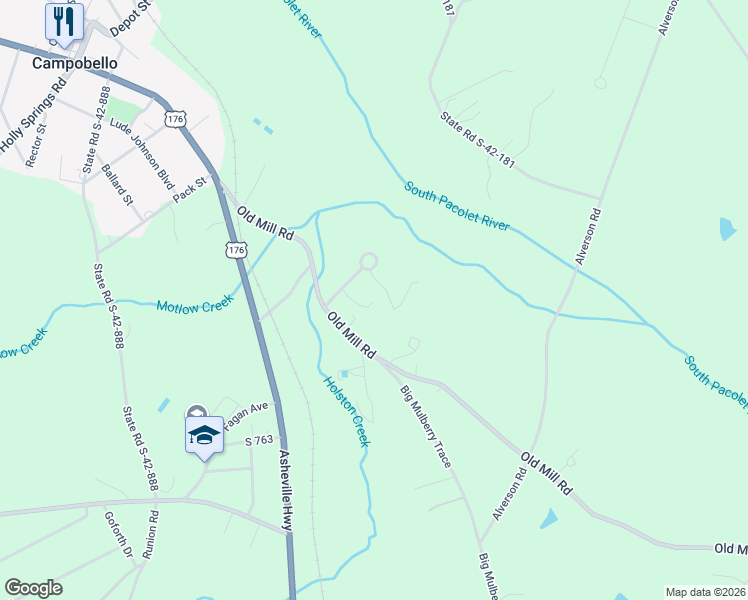 map of restaurants, bars, coffee shops, grocery stores, and more near 170 Buena Vista Drive in Campobello