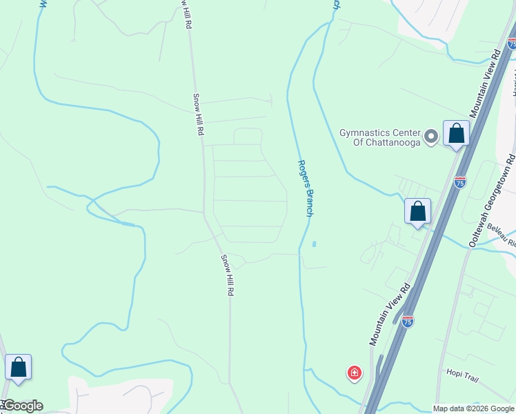 map of restaurants, bars, coffee shops, grocery stores, and more near State Route 2207 in Ooltewah