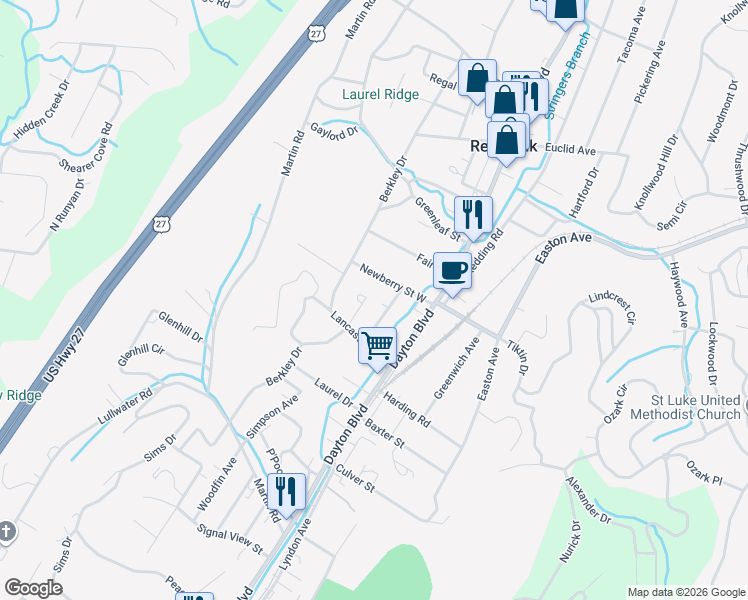 map of restaurants, bars, coffee shops, grocery stores, and more near 208 Newberry Street West in Red Bank