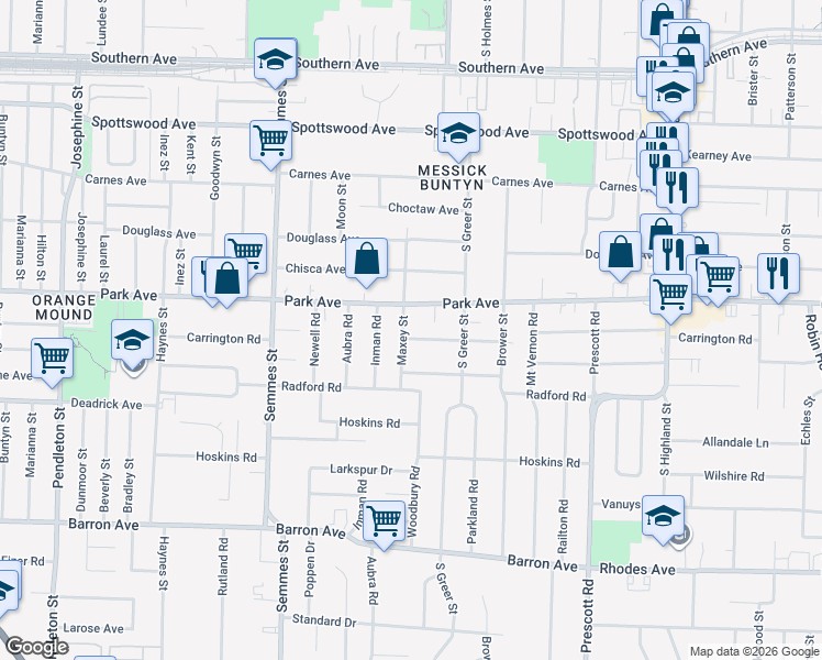 map of restaurants, bars, coffee shops, grocery stores, and more near in Memphis