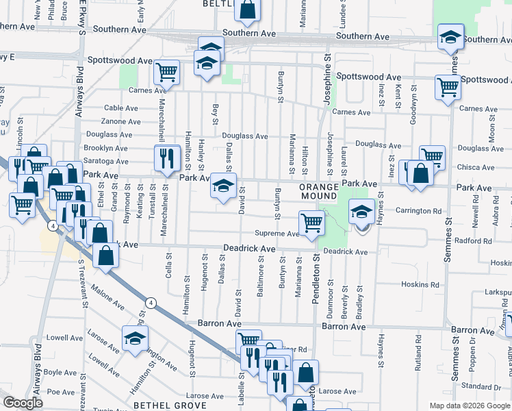 map of restaurants, bars, coffee shops, grocery stores, and more near 980 Boston Street in Memphis