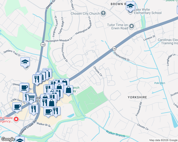 map of restaurants, bars, coffee shops, grocery stores, and more near in Charlotte