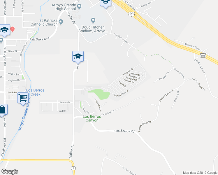 map of restaurants, bars, coffee shops, grocery stores, and more near 812 Arcadia Drive in Arroyo Grande