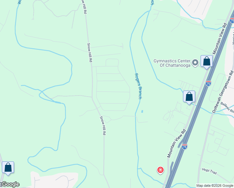 map of restaurants, bars, coffee shops, grocery stores, and more near State Route 2207 in Ooltewah