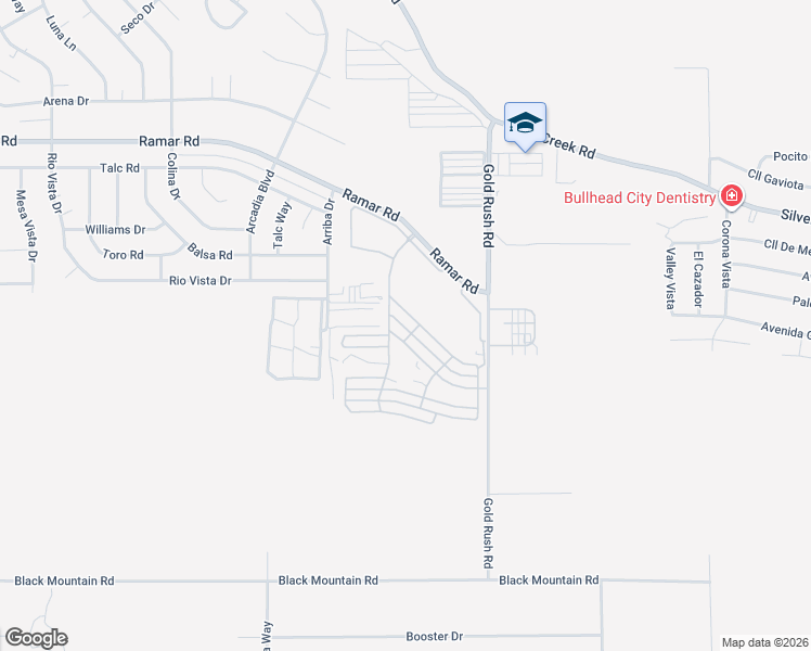 map of restaurants, bars, coffee shops, grocery stores, and more near 618 Tangier Cir in Bullhead City
