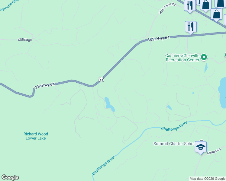 map of restaurants, bars, coffee shops, grocery stores, and more near 217 Crestwood Road in Cashiers