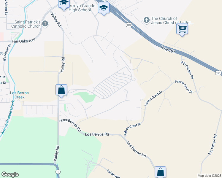 map of restaurants, bars, coffee shops, grocery stores, and more near 816 Eaton Drive in Arroyo Grande