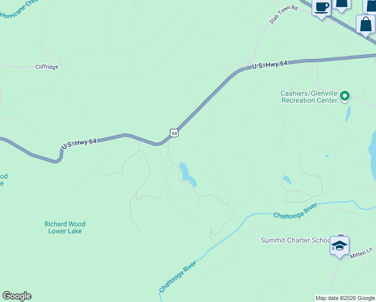 map of restaurants, bars, coffee shops, grocery stores, and more near 217 Crestwood Road in Cashiers