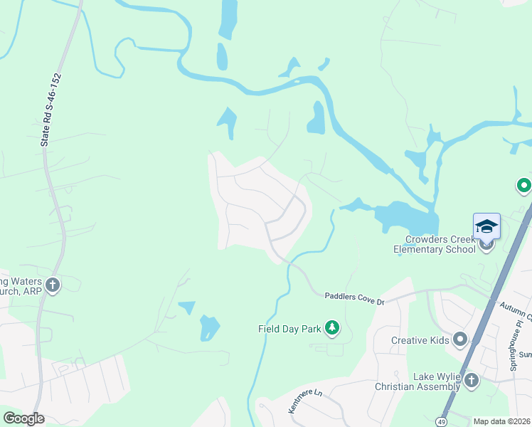 map of restaurants, bars, coffee shops, grocery stores, and more near 2356 Paddlers Cove Drive in Clover