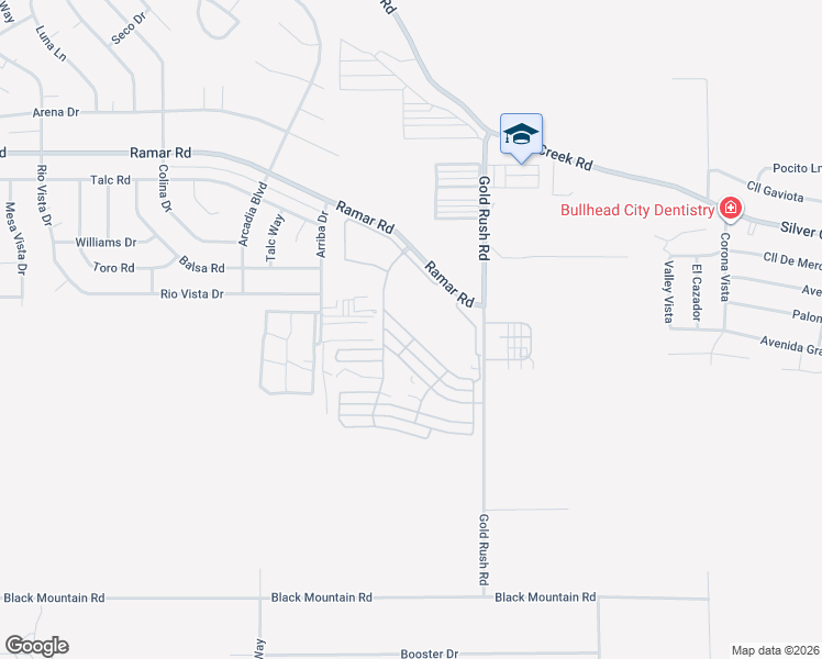map of restaurants, bars, coffee shops, grocery stores, and more near 618 Tangier Circle in Bullhead City