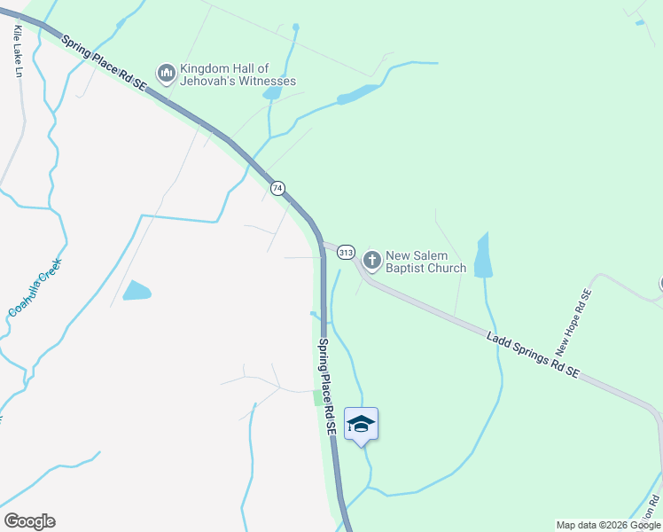 map of restaurants, bars, coffee shops, grocery stores, and more near 3442 Spring Place Road Southeast in Cleveland