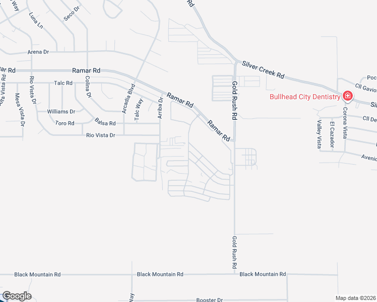 map of restaurants, bars, coffee shops, grocery stores, and more near Kobe Drive in Bullhead City
