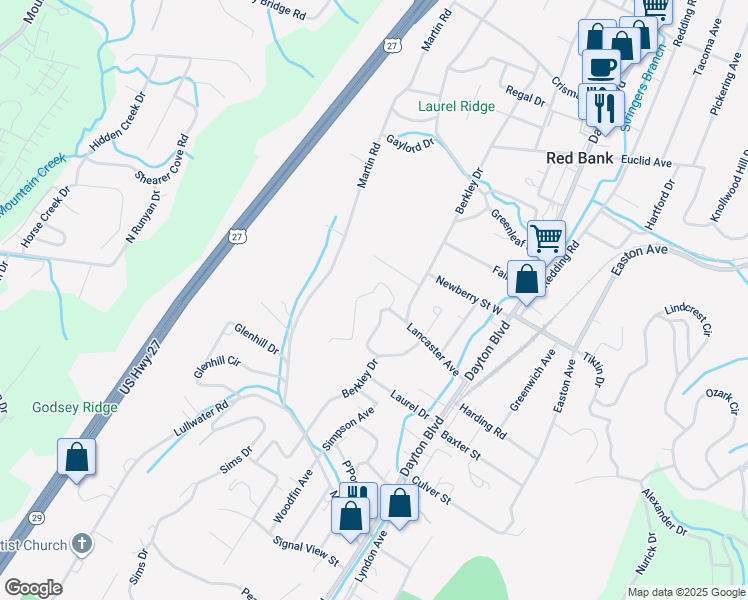 map of restaurants, bars, coffee shops, grocery stores, and more near 506 Lancaster Avenue in Chattanooga