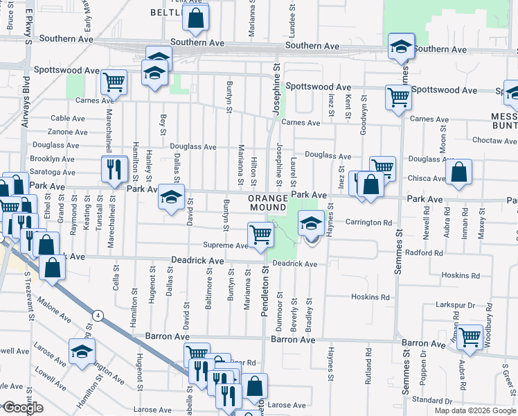 map of restaurants, bars, coffee shops, grocery stores, and more near 897 Pendleton Street in Memphis