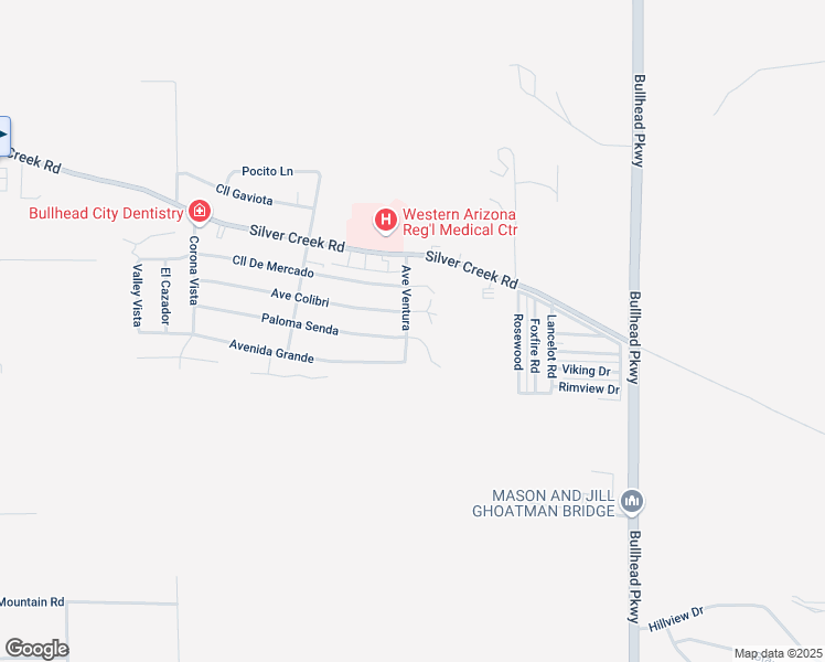 map of restaurants, bars, coffee shops, grocery stores, and more near 2801 Paloma Senda in Bullhead City